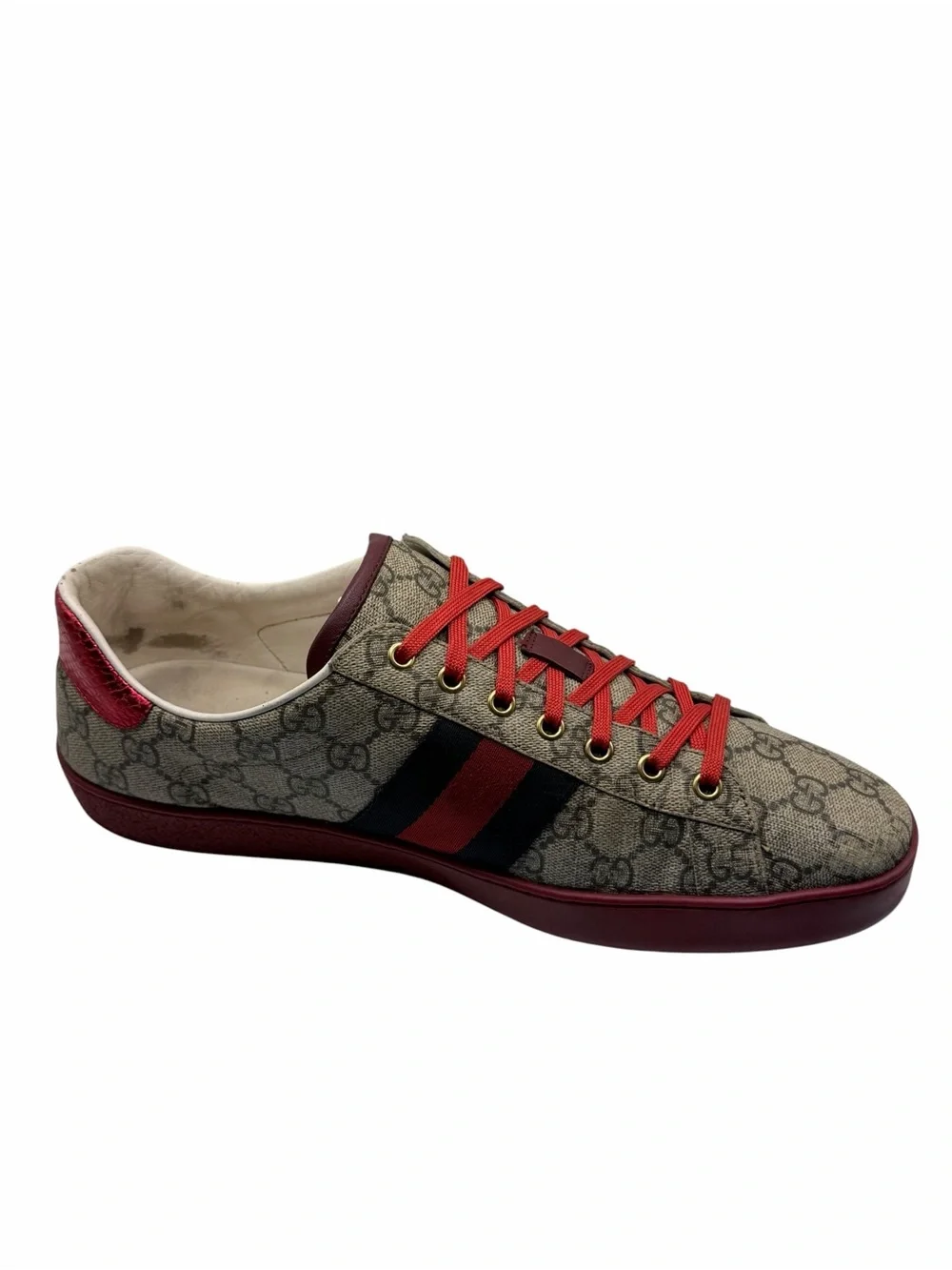 Gucci Ace GG Supreme Web Sneakers Men’s Size 11 Made in Italy Red Navy